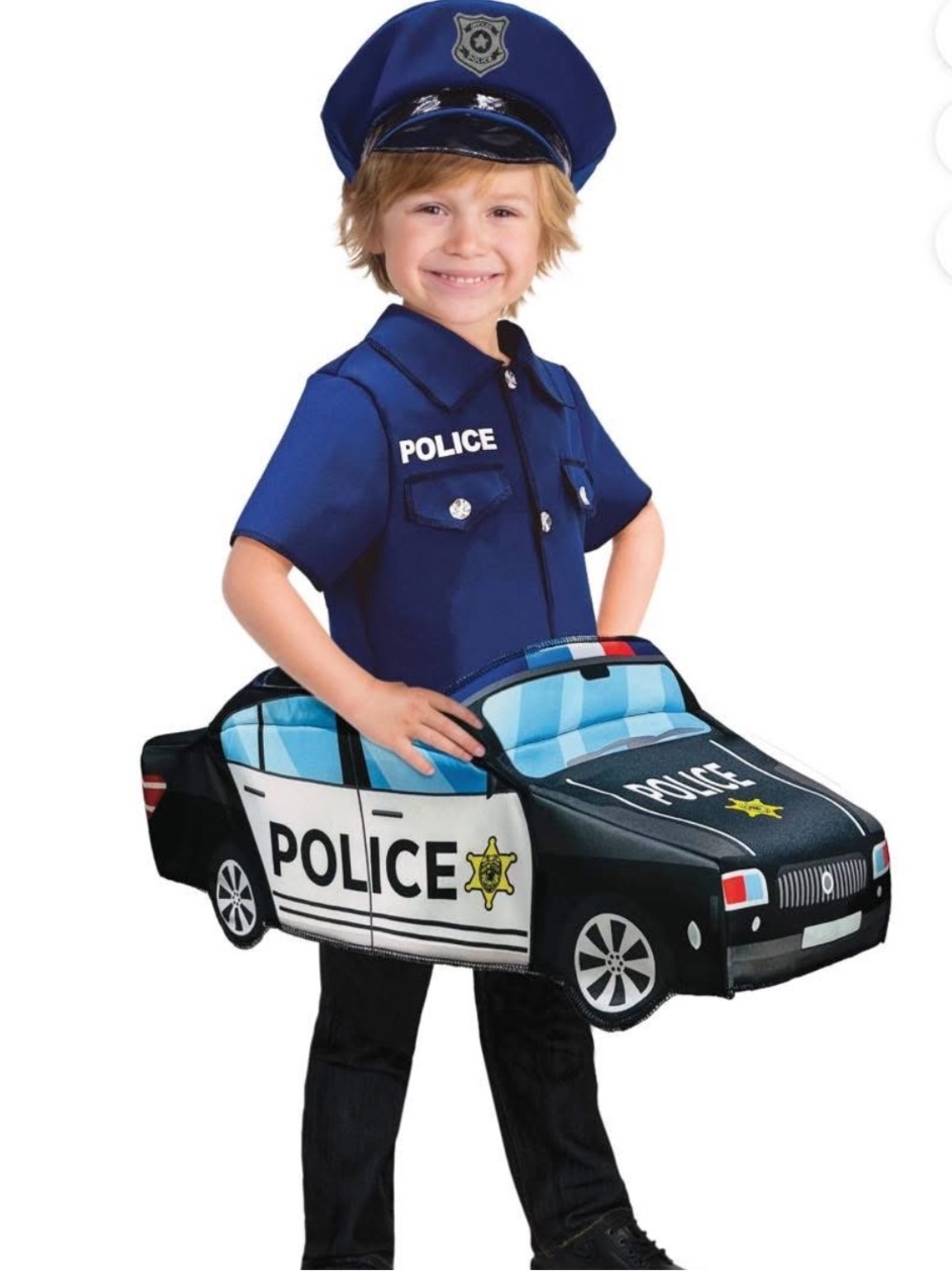 Police Cop Car Costume with Hat NEW 3T-4T Halloween Dress up